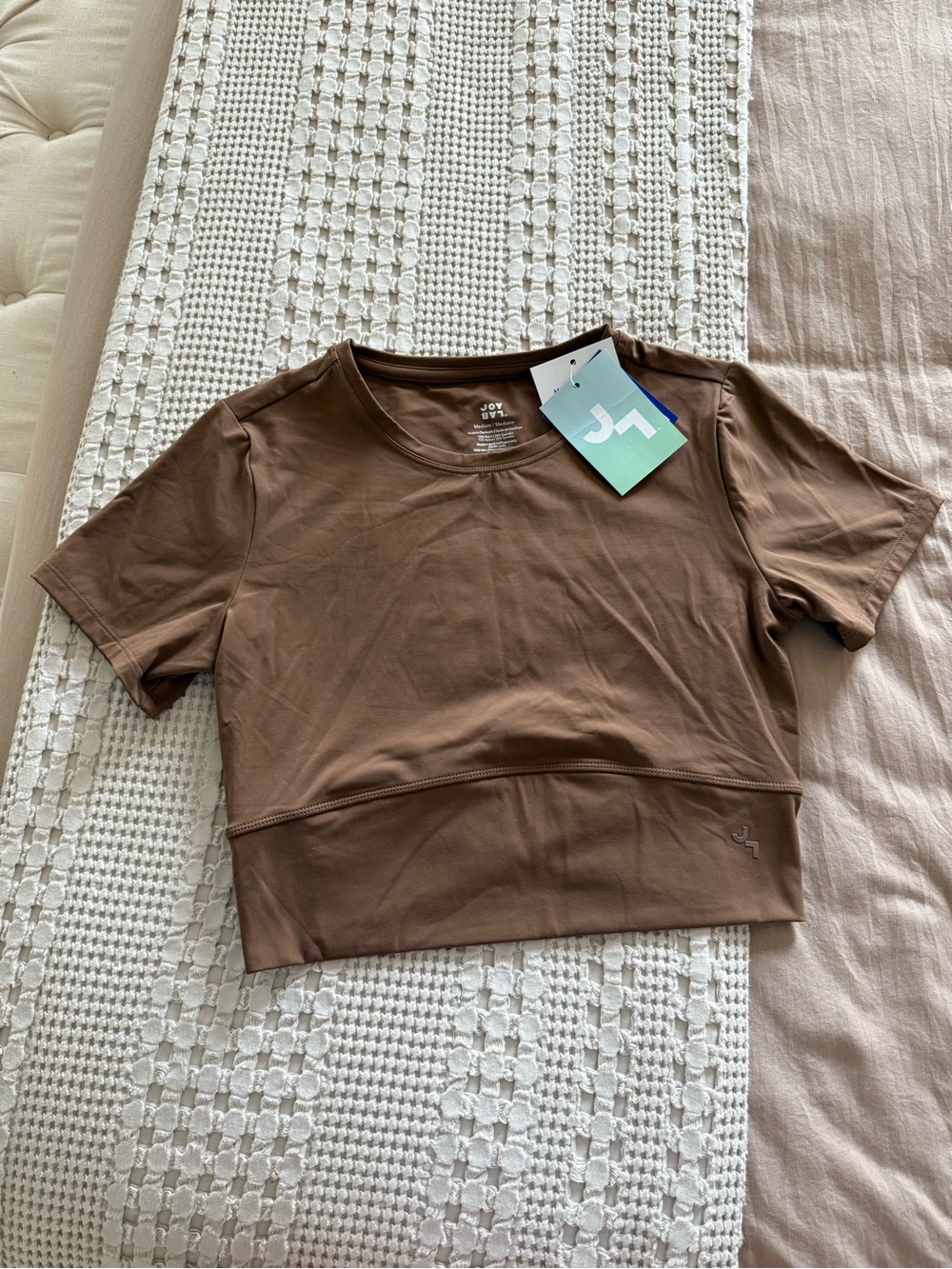 NEW JoyLab Brown Short-Sleeve Crop Active Top Size M